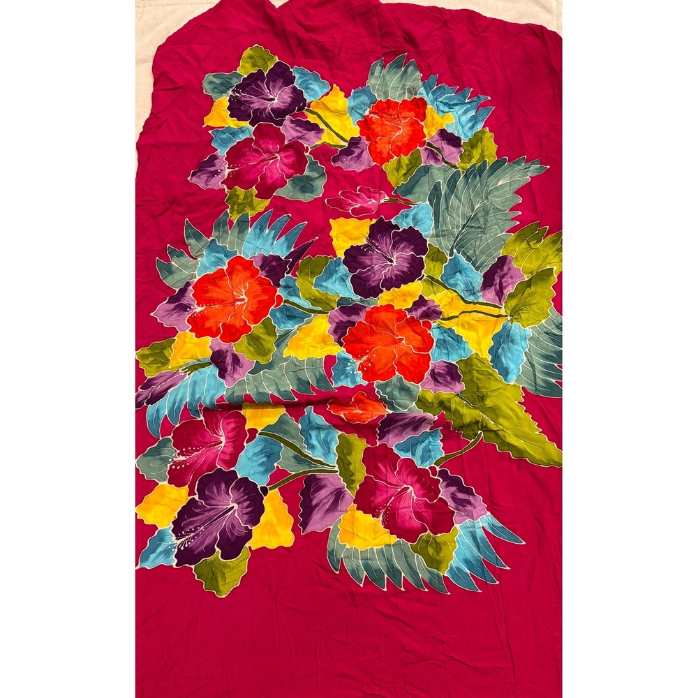 Alii of Hawaii Pink Tropical Hibiscus Floral Rayon Sarong Wrap Beach Coverup